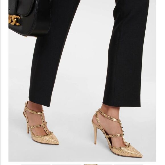 Valentino Rockstud Caged 100 Raffia & Leather Pump/Dust Bag size 8 - Picture 1 of 16